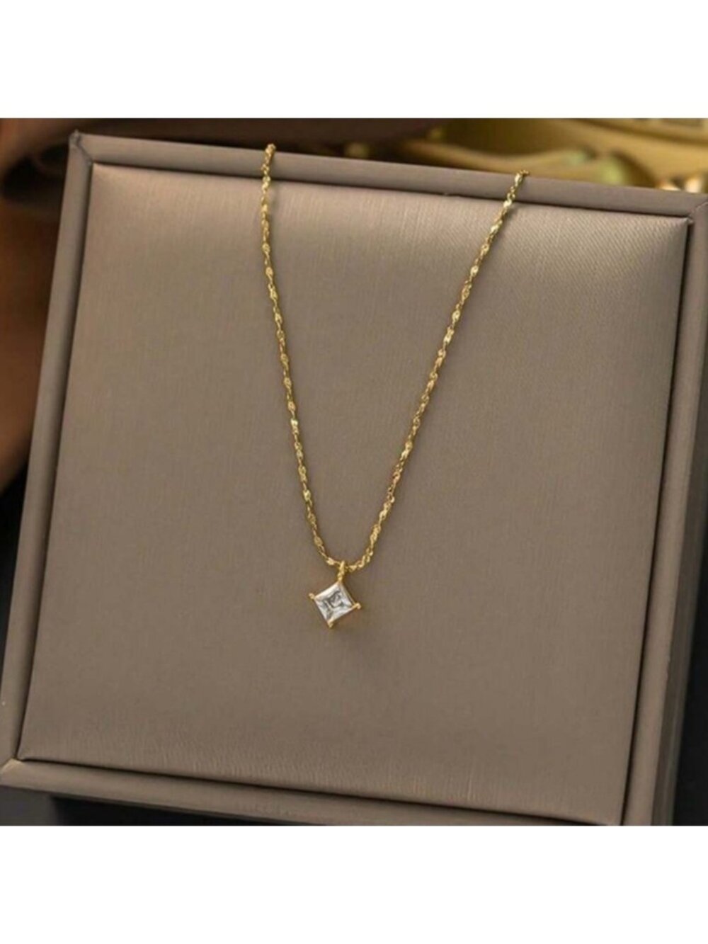 Gold Plated Stainless Steel Cubic Zirconia necklace